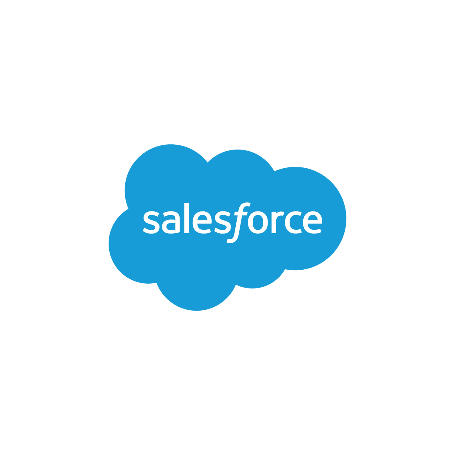 A blue cloud with the word salesforce written in it.